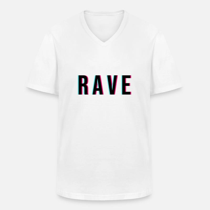 R A V E rave - Männer-T-Shirt mit V-Ausschnitt - Weiß