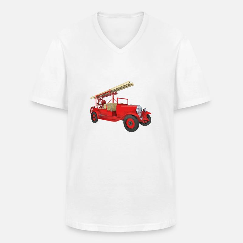 Retro fire engine, fire engine - Men's V-Neck T-Shirt - white