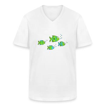 Fish Water Sea Graffiti Dessin des enfants Nature - T-shirt col V Homme - blanc - Devant - AI Model Male 185 light (185cm)
