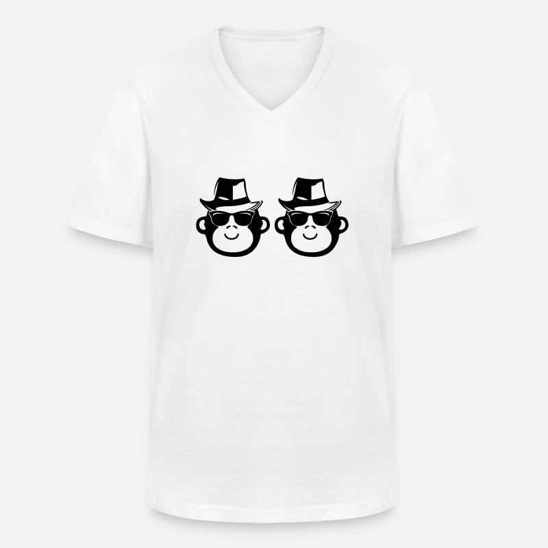 affen cool gangster - Männer-T-Shirt mit V-Ausschnitt - Weiß