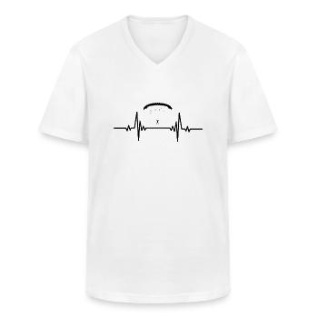 Heartbeat parapente loin - T-shirt col V Homme - blanc - Devant - AI Model Male 185 light (185cm)