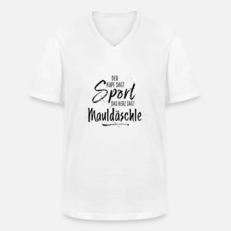mauldäschle schwarz - Männer-T-Shirt mit V-Ausschnitt - Weiß