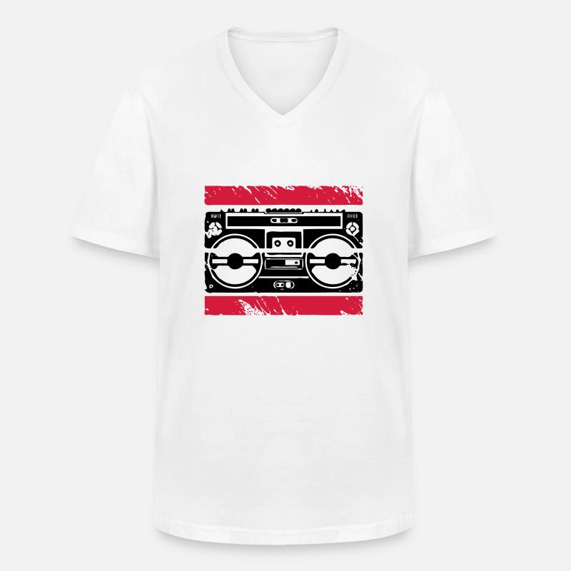 Ghettoblaster Logo - Männer-T-Shirt mit V-Ausschnitt - Weiß
