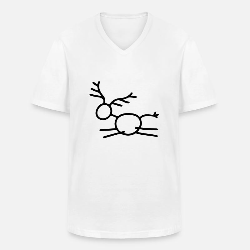 Springender Hirsch - Männer-T-Shirt mit V-Ausschnitt - Weiß
