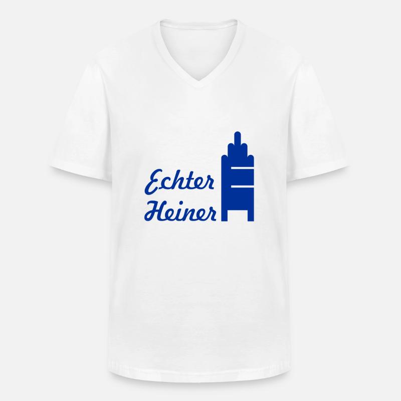 Echter Heiner - Männer-T-Shirt mit V-Ausschnitt - Weiß