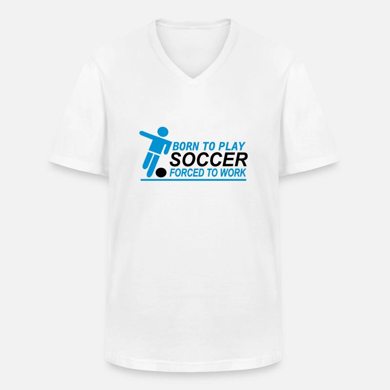 Fußball - Männer-T-Shirt mit V-Ausschnitt - Weiß