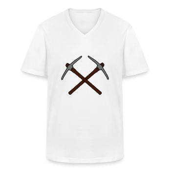 2 croix logo pioche piocher exploitation minière m - T-shirt col V Homme - blanc - Devant - AI Model Male 185 light (185cm)