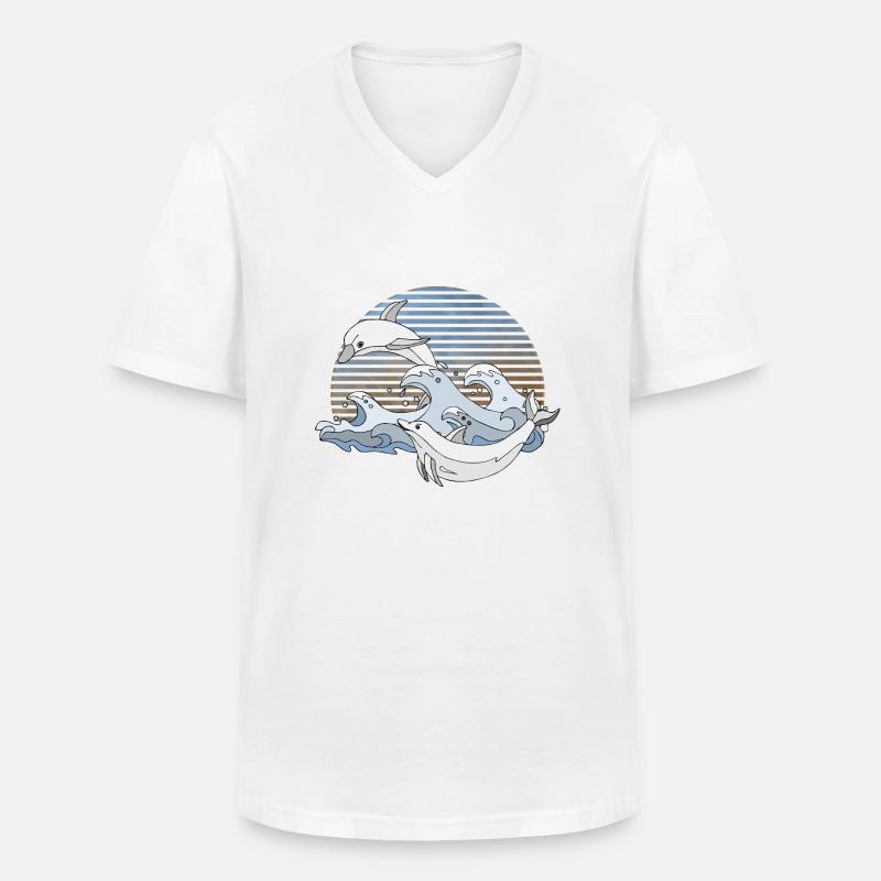Delphine - Männer-T-Shirt mit V-Ausschnitt - Weiß