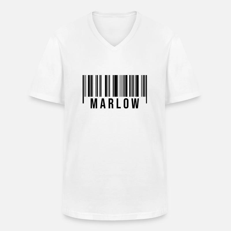 Marlow Strichcode - Männer-T-Shirt mit V-Ausschnitt - Weiß