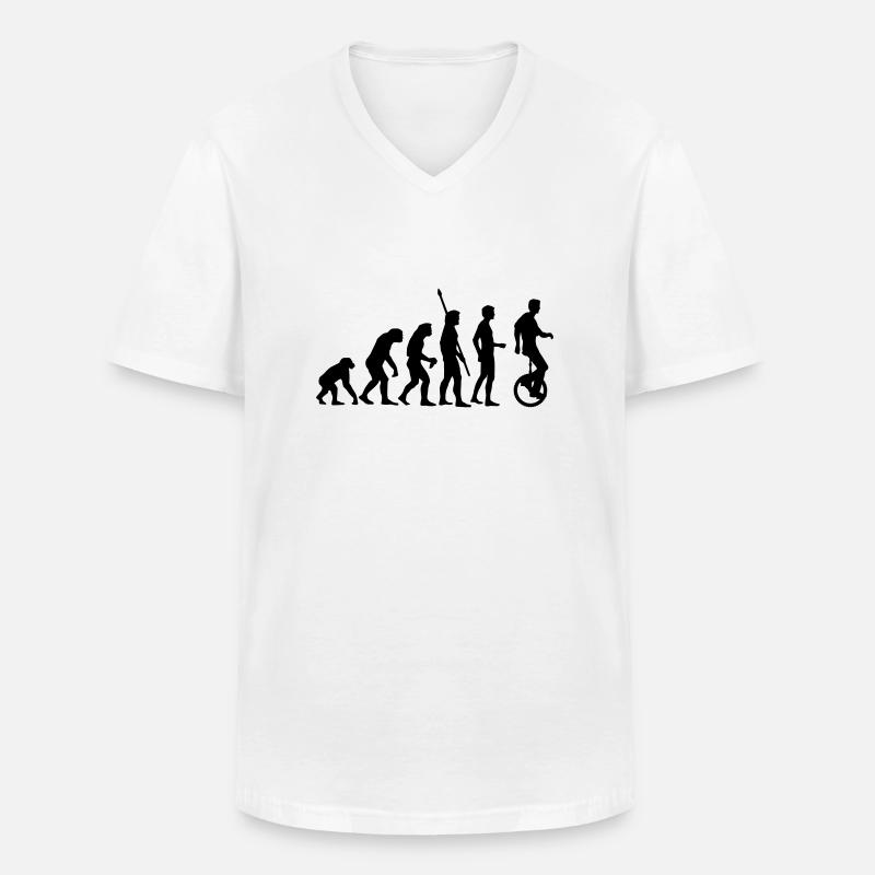 evolution_einradfahrer_1c - Men's V-Neck T-Shirt - white