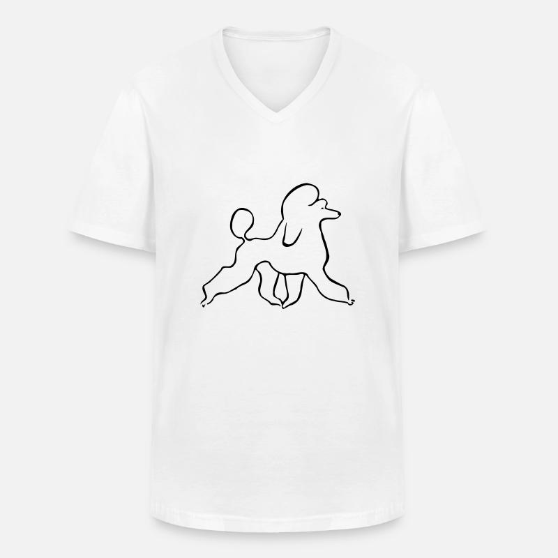 Pudel - Männer-T-Shirt mit V-Ausschnitt - Weiß