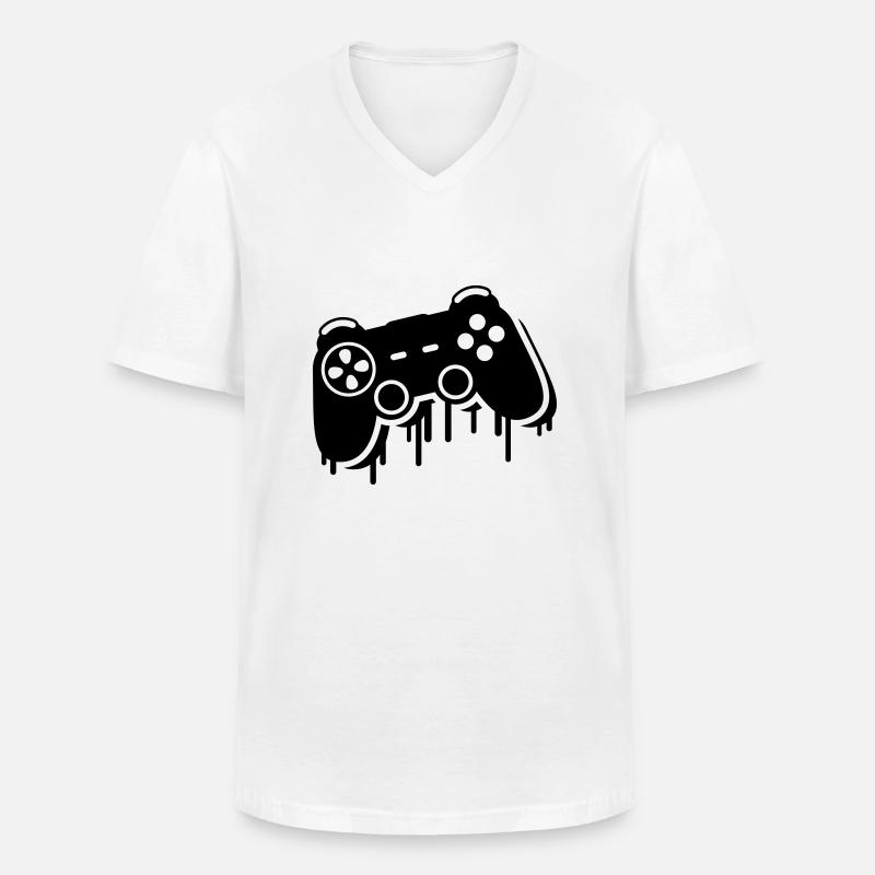 controller_graffiti_ce1 - Männer-T-Shirt mit V-Ausschnitt - Weiß