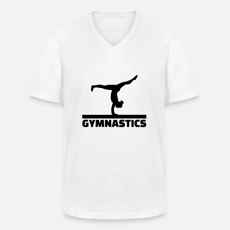 Turnen - Männer-T-Shirt mit V-Ausschnitt - Weiß