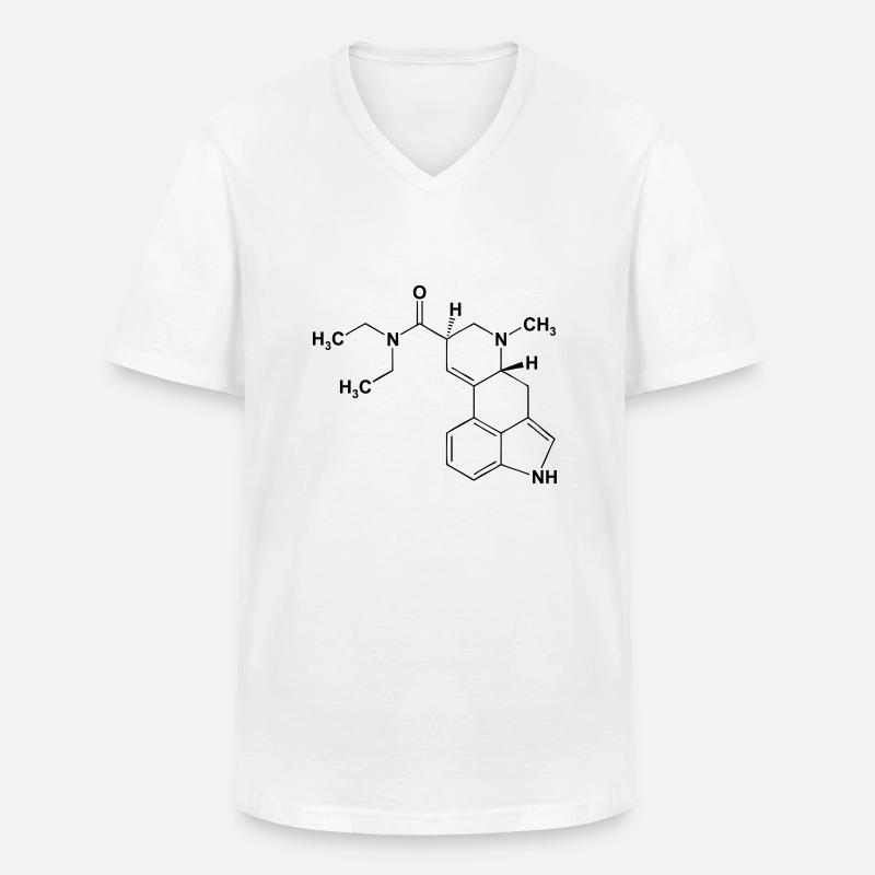 LSD Lysergsäurediethylamid Molekül - Männer-T-Shirt mit V-Ausschnitt - Weiß