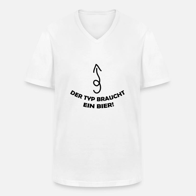 der_typ_braucht_ein_bier_001 - Männer-T-Shirt mit V-Ausschnitt - Weiß