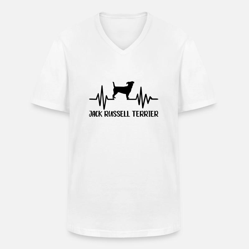 Jack Russell - Männer-T-Shirt mit V-Ausschnitt - Weiß