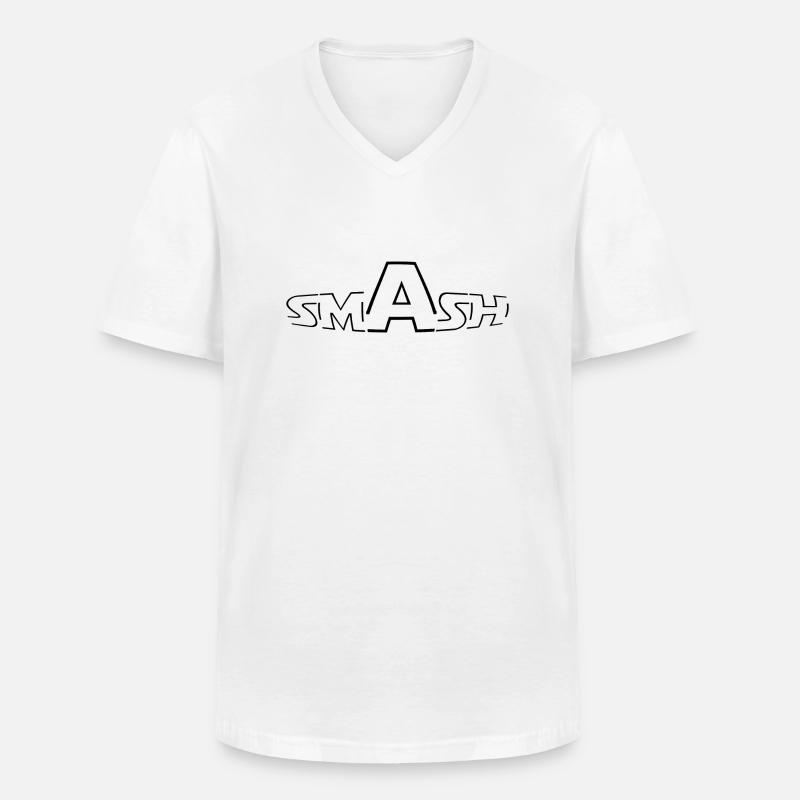 WHITE - SMASH IT - Männer-T-Shirt mit V-Ausschnitt - Weiß