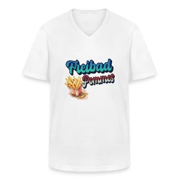 Freibad Pommes - Männer-T-Shirt mit V-Ausschnitt - Weiß - Vorne - AI Model Male 185 light (185cm)
