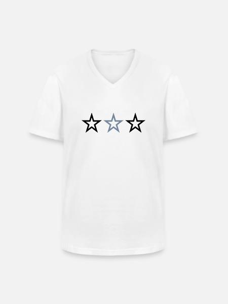 3 STARS - Men's V-Neck T-Shirt - white