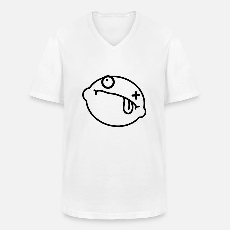 Dead Lemon Smiley - Männer-T-Shirt mit V-Ausschnitt - Weiß