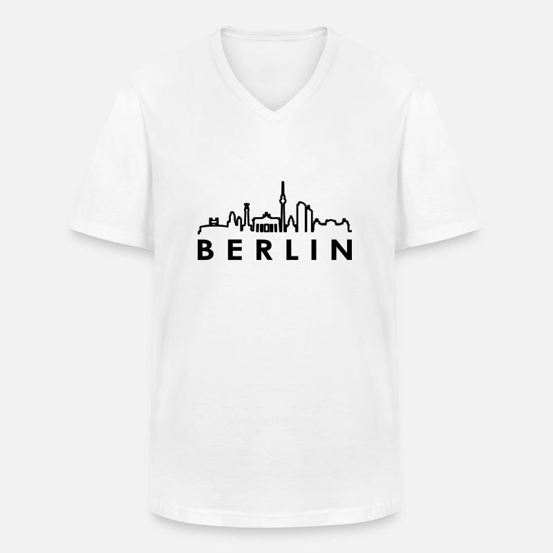 Skyline - Berlin - Männer-T-Shirt mit V-Ausschnitt - Weiß