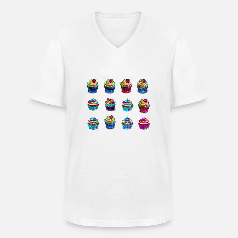 Bunte Muffins einfach lecker - Männer-T-Shirt mit V-Ausschnitt - Weiß