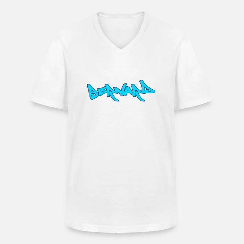 Bernard graffiti text türkis - Männer-T-Shirt mit V-Ausschnitt - Weiß