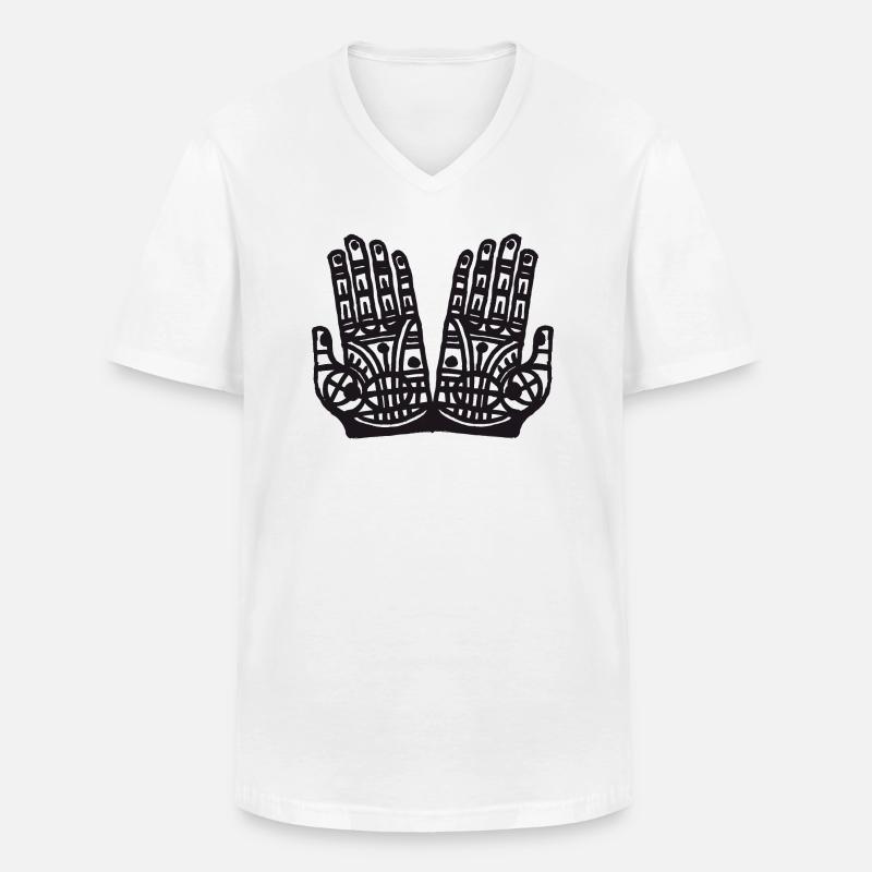 Hände - Männer-T-Shirt mit V-Ausschnitt - Weiß