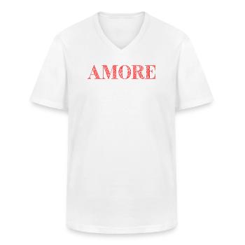 AMORE idée cadeau citation italien amour - T-shirt col V Homme - blanc - Devant - AI Model Male 185 light (185cm)