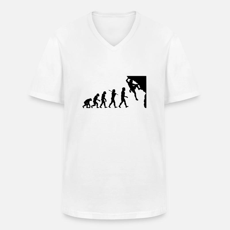 Rock Climbing Evolution - Männer-T-Shirt mit V-Ausschnitt - Weiß