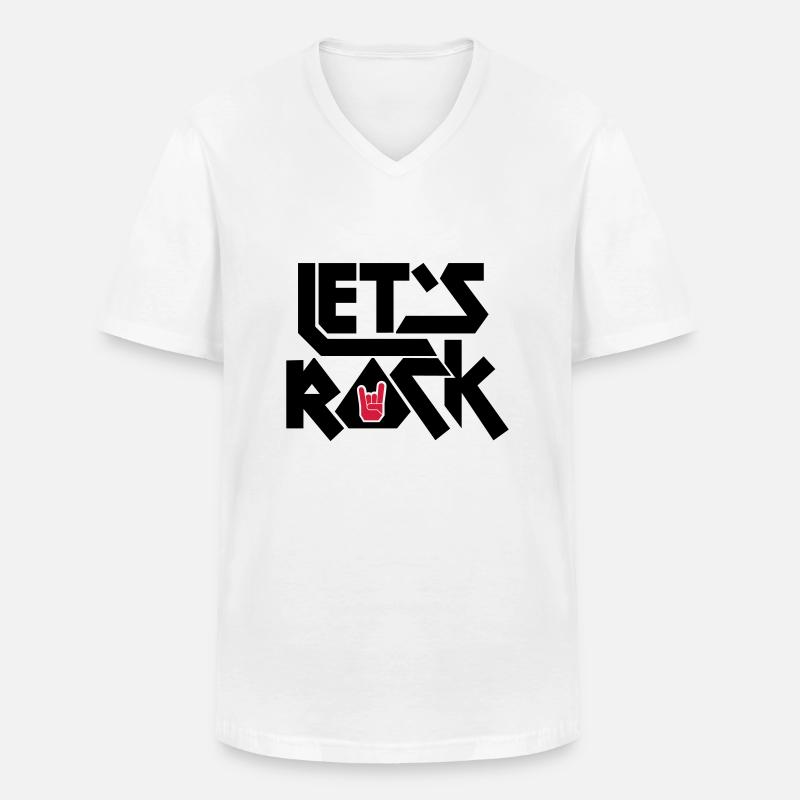 Let's Rock - Männer-T-Shirt mit V-Ausschnitt - Weiß