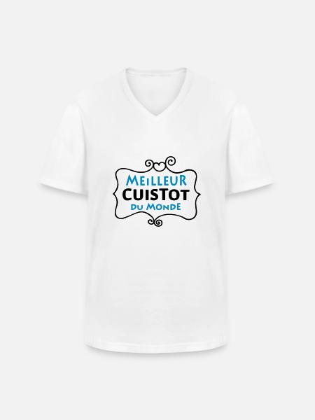 Meilleur CUISTOT du monde (2c) - Men's V-Neck T-Shirt - white