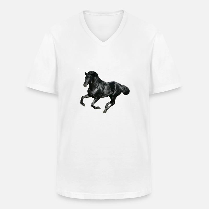 Pferd - Männer-T-Shirt mit V-Ausschnitt - Weiß