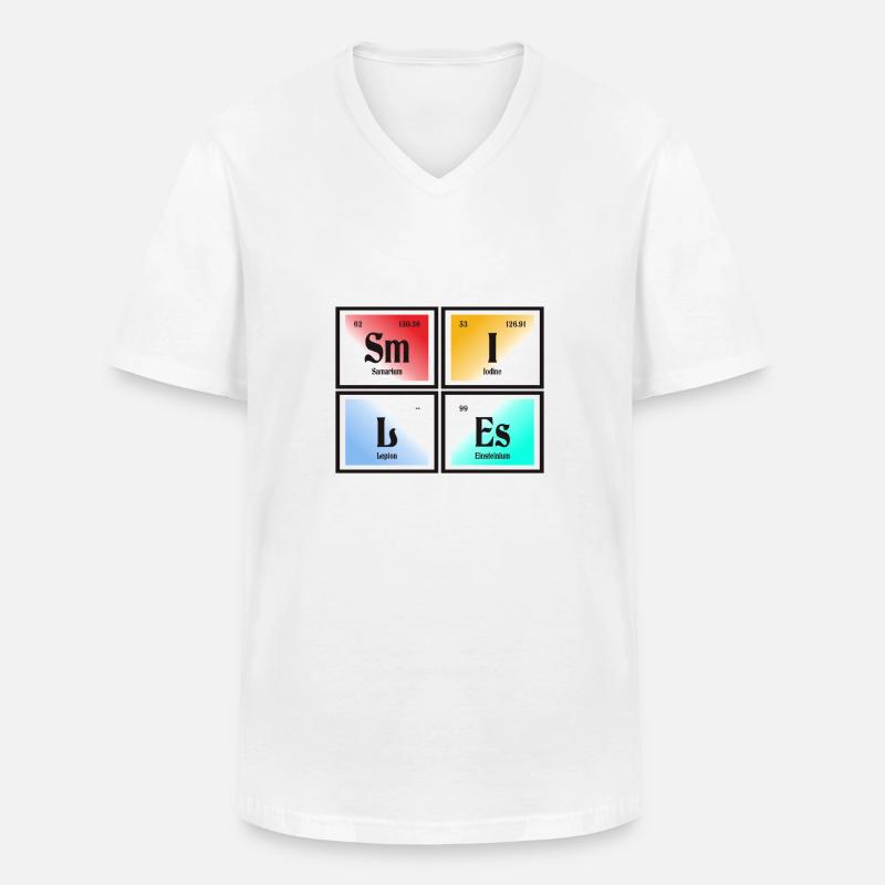 Lächelt | Periodensystem der Elemente - Männer-T-Shirt mit V-Ausschnitt - Weiß