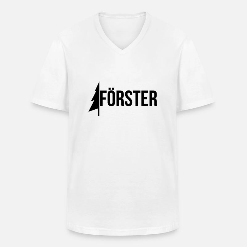 Förster - Design mit Baum - Männer-T-Shirt mit V-Ausschnitt - Weiß