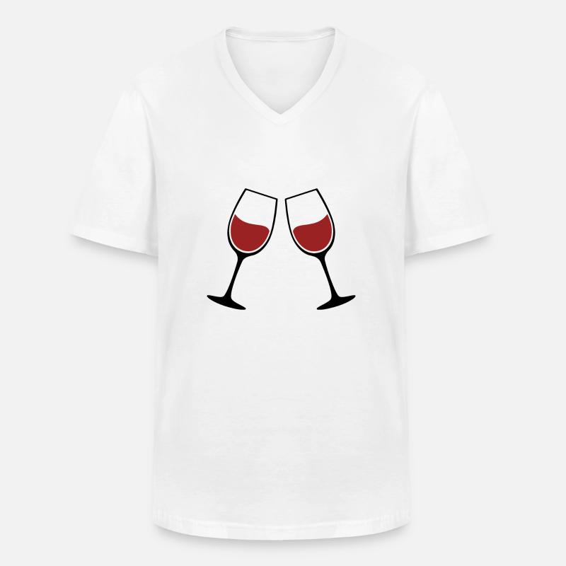 Weingläser Silhouette - Männer-T-Shirt mit V-Ausschnitt - Weiß