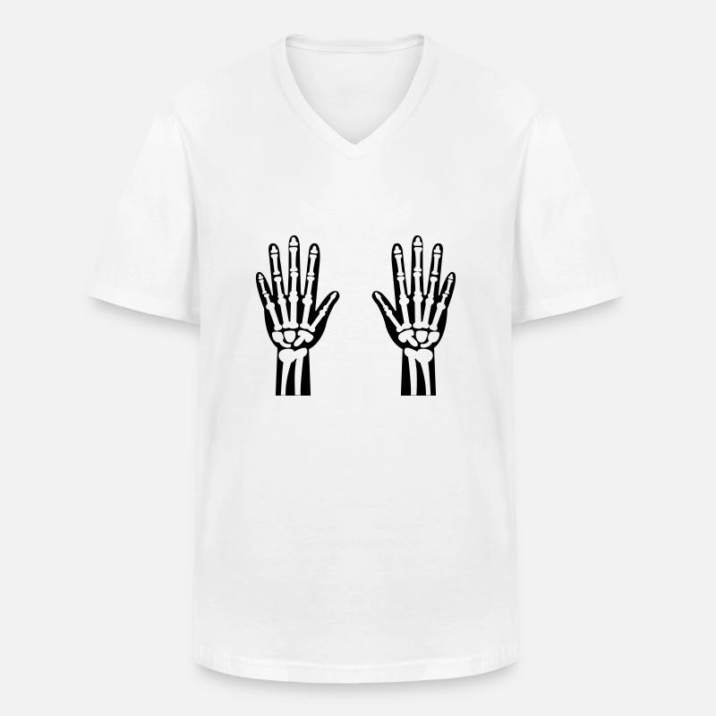 skelett hände 01 - Männer-T-Shirt mit V-Ausschnitt - Weiß
