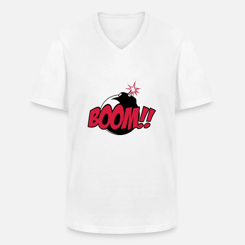 boom - comic sound - Männer-T-Shirt mit V-Ausschnitt - Weiß