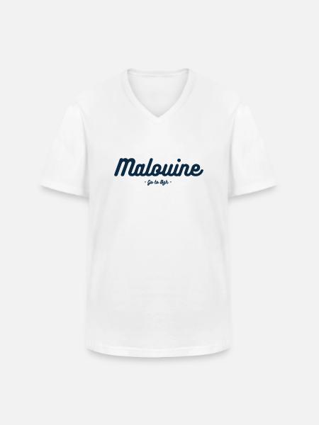Malouine - T-shirt col V Homme - blanc