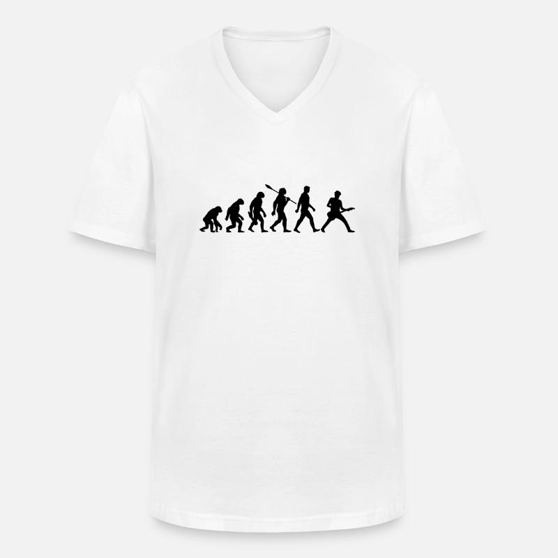 Evolution Gitarrist Rockmusiker - Männer-T-Shirt mit V-Ausschnitt - Weiß