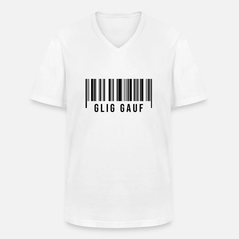 Erzgebirge Strichcode Glück auf - Männer-T-Shirt mit V-Ausschnitt - Weiß