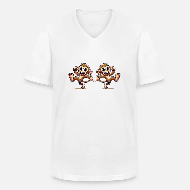 affe comic 2 - Männer-T-Shirt mit V-Ausschnitt - Weiß
