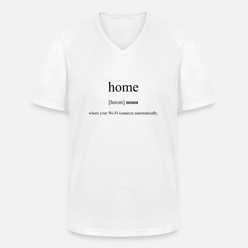 Home | Zuhause Definition Dictionary - Männer-T-Shirt mit V-Ausschnitt - Weiß