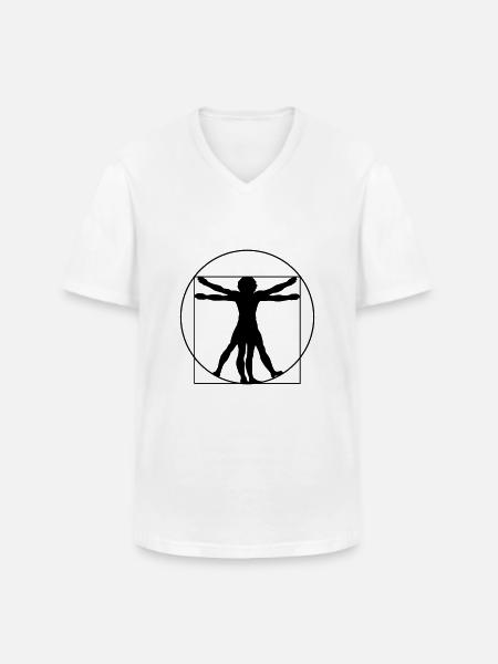 Da Vinci's Vitruvian Man - Men's V-Neck T-Shirt - white