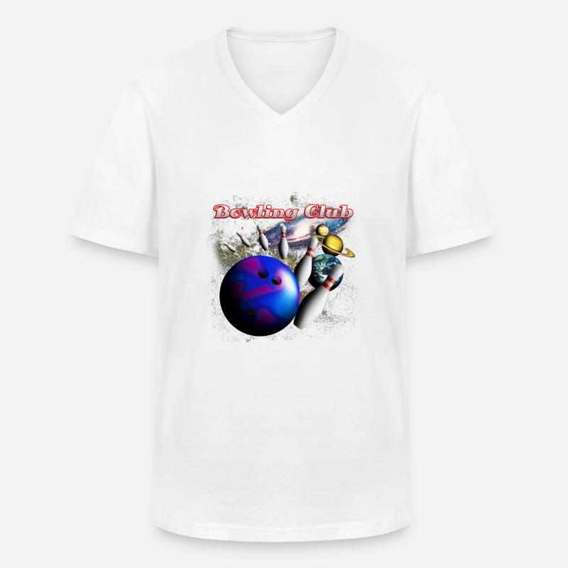 bowling_space_a - Männer-T-Shirt mit V-Ausschnitt - Weiß