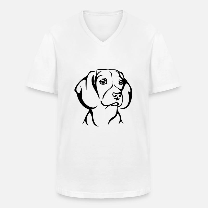 Beagle - Männer-T-Shirt mit V-Ausschnitt - Weiß