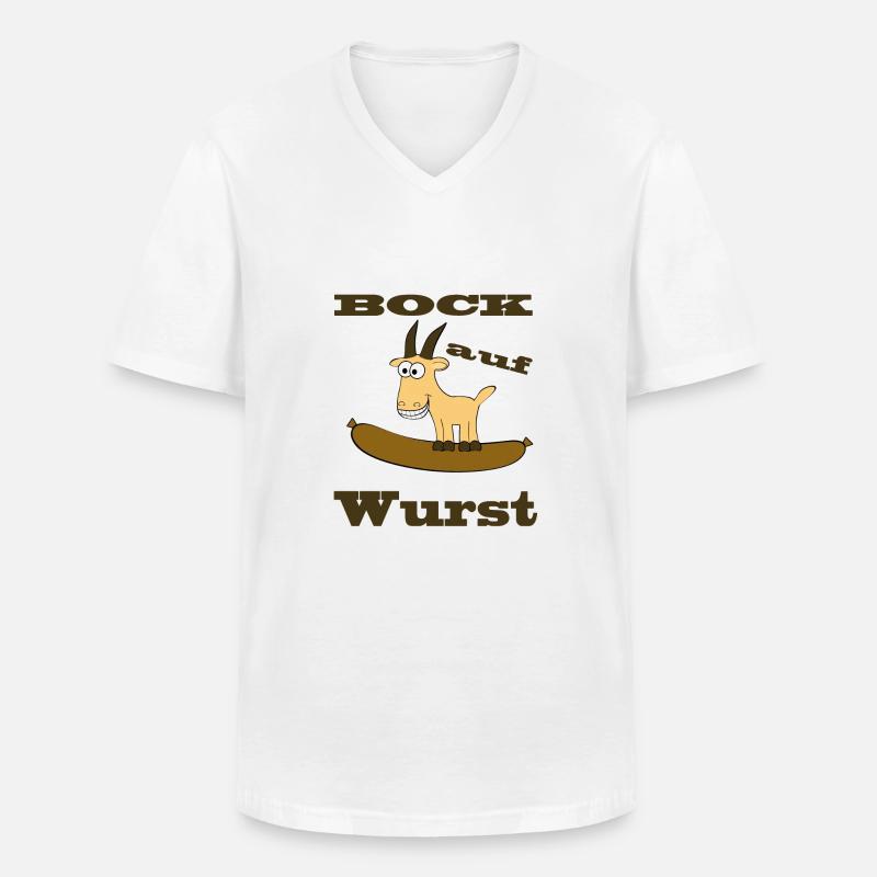Comic Bock - Bock auf Wurst - Männer-T-Shirt mit V-Ausschnitt - Weiß