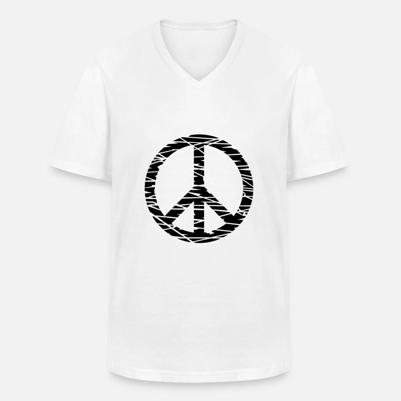 Frieden / peace (grunge, 1c) - Männer-T-Shirt mit V-Ausschnitt - Weiß