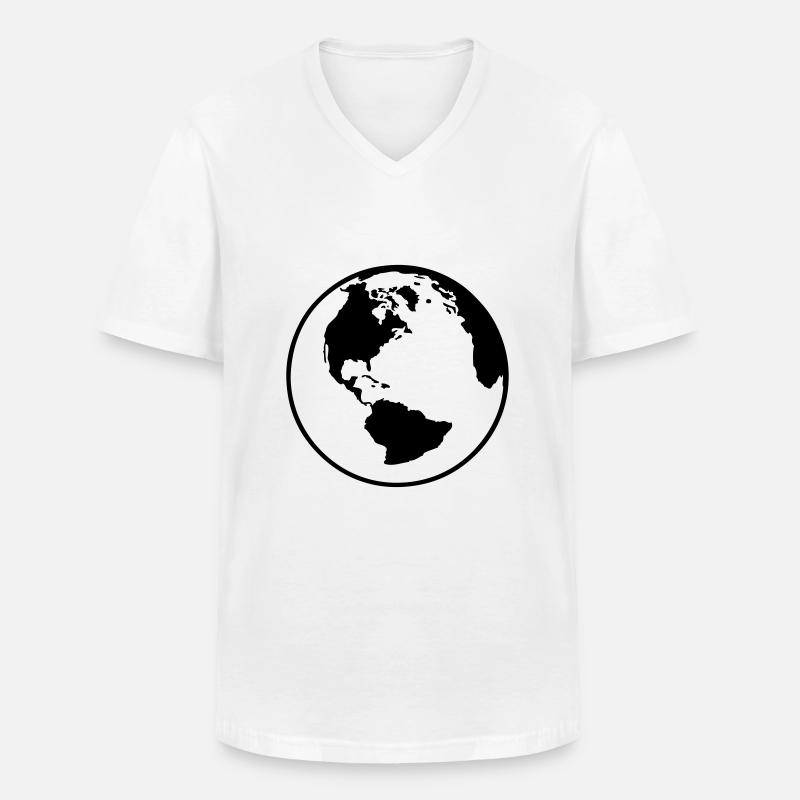 Globus - Männer-T-Shirt mit V-Ausschnitt - Weiß