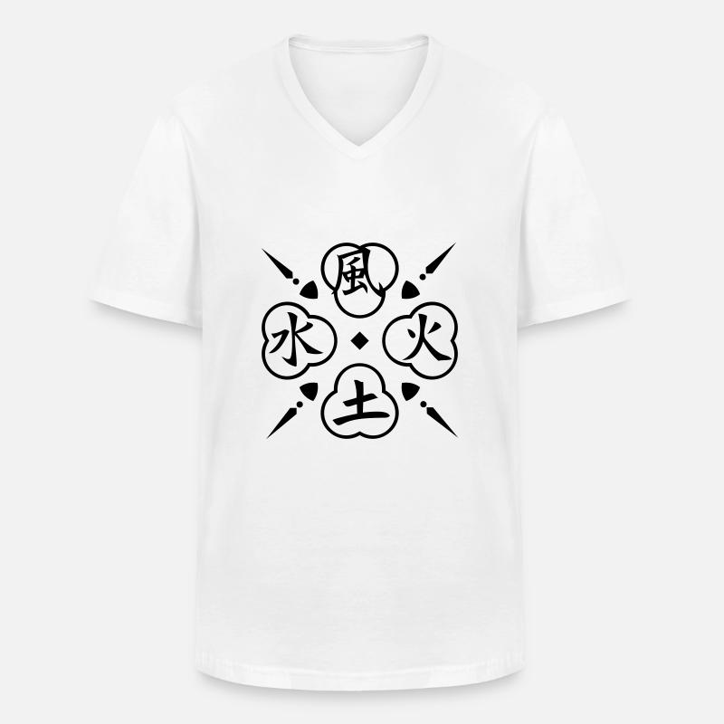 Vier Elemente / 4 elements (1c) - Men's V-Neck T-Shirt - white